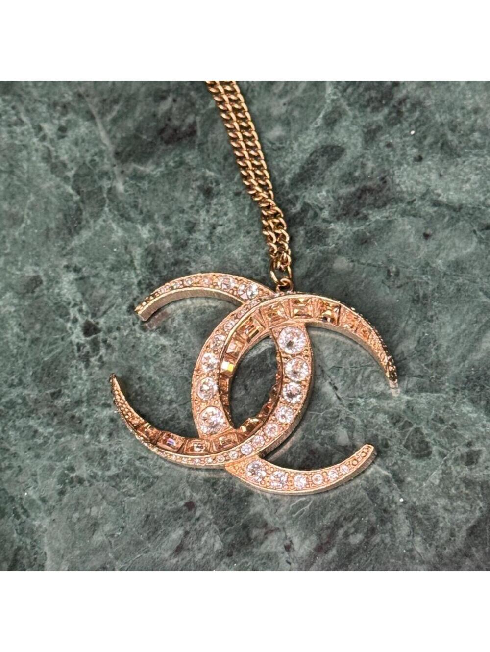 *AUTHENTIC* CHANEL- Large CC Moonlight Paris Dubai Crystal Pendant, Gold/Crystal